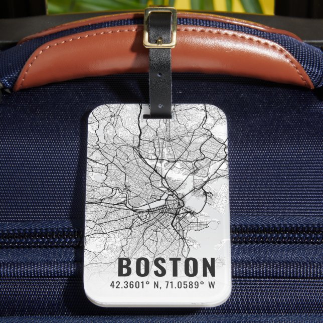 Étiquette À Bagage Boston City Map Topographie (Insitu Rectoal 2)