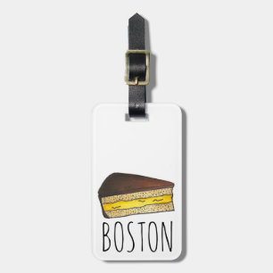 Étiquette À Bagage Boston Cream Pie Slice Massachusetts Foodie Jaune