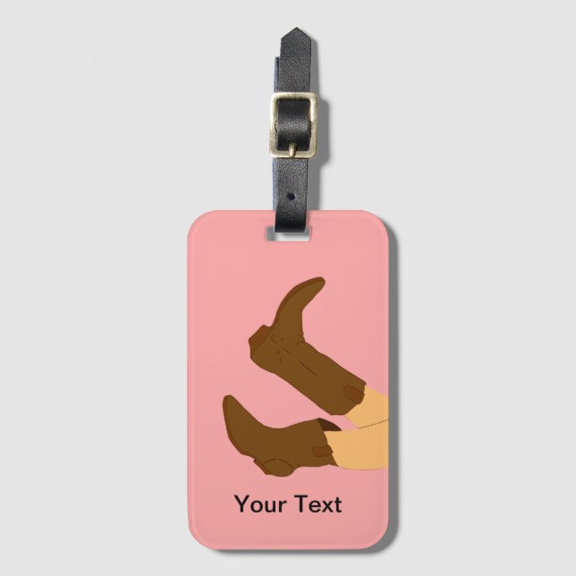 Étiquette À Bagage Bottes Cowboy Personnalisées (Devant Vertical)