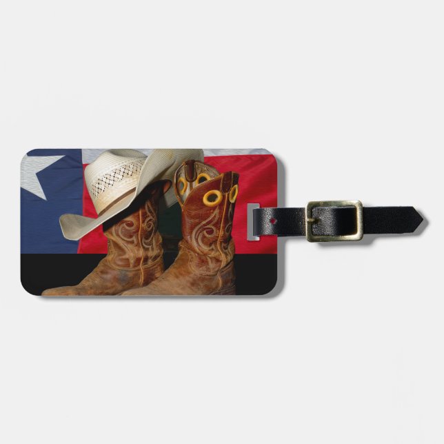 Étiquette À Bagage Bottes et Hat.jpg du Texas (Devant horizontal)