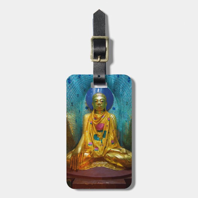 Étiquette À Bagage Bouddha dans une alcôve ornée (Devant Vertical)