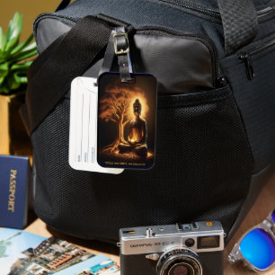 Étiquette À Bagage Bouddha méditant sous un arbre