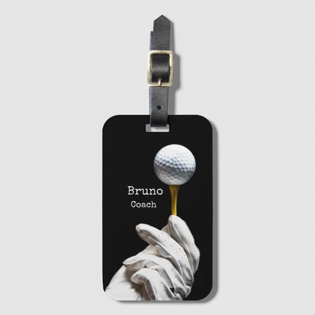 Étiquette À Bagage Boule de golf sur pin à côté du trou arrière - pla (Devant Vertical)