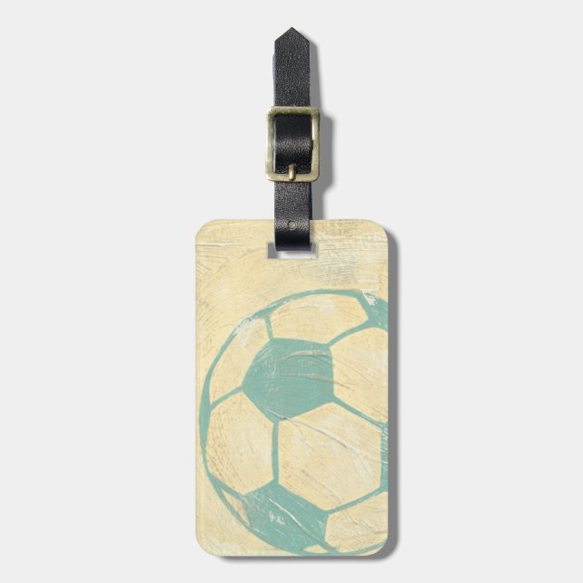 Étiquette À Bagage Boule de soccer bleu Pastel par Chariklia Zarris (Devant Vertical)