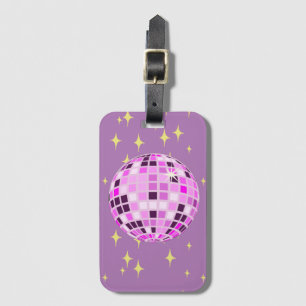 Étiquette À Bagage Boule Disco Moderne Rose violet Rétro