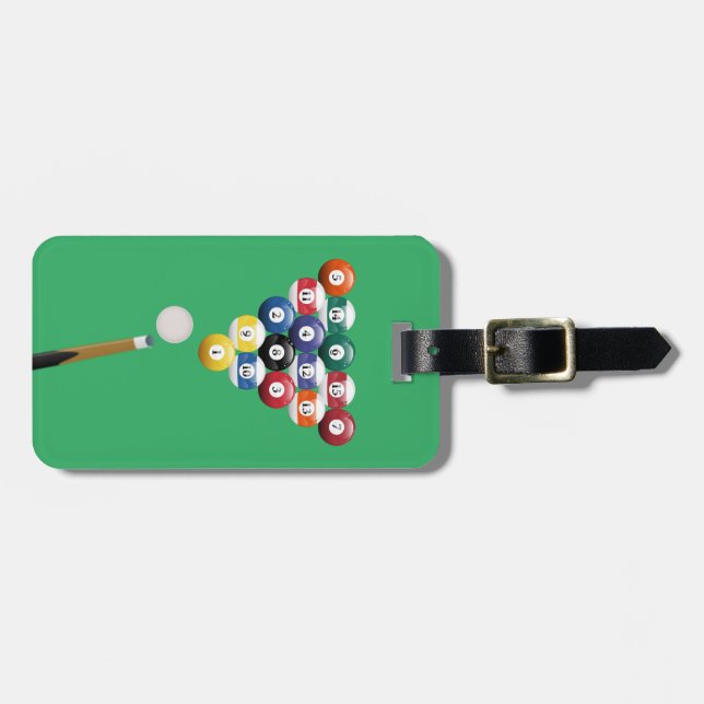 Étiquette À Bagage Boule et bâton de queue Animée de billards (Devant horizontal)