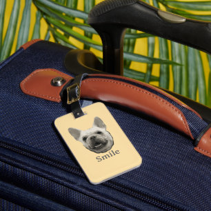 Étiquette À Bagage Bouledogue Français Beige Sourire