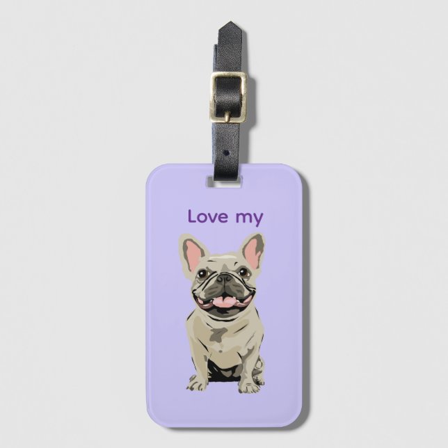 Étiquette À Bagage Bouledogue français crème (Devant Vertical)