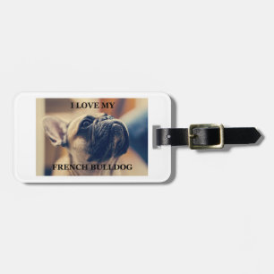 Étiquette À Bagage bouledogue français fauve amour avec photo
