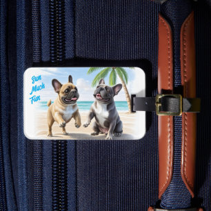 Étiquette À Bagage Bouledogues français plage French Bulldog