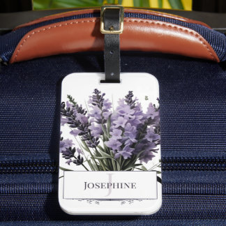 Étiquette À Bagage Bouquet de lavande aquarelle personnalisé