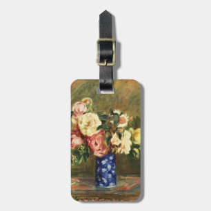 Étiquette À Bagage Bouquet de roses roses vintage Renoir Vase bleu Ar