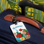 Étiquette À Bagage Bouquet floral coloré clair Personnalisé<br><div class="desc">Art floral clair sur étiquette à bagages personnalisée.</div>