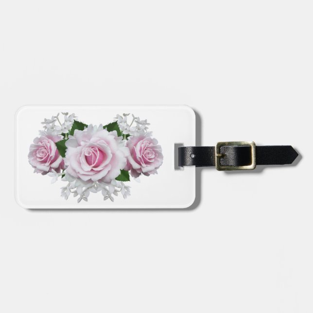 Étiquette À Bagage Bouquet rose (Devant horizontal)