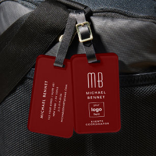 Étiquette À Bagage Bourgogne Moderne Votre Logo Ici Entreprise