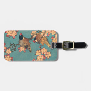 Étiquette À Bagage Bouvreuil d'Hokusai et fleur de cerisier Estampe d