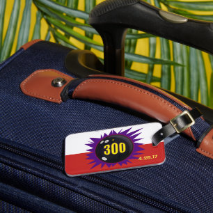 Étiquette À Bagage Bowling 300 Badge de jeu avec 300 balles et violet