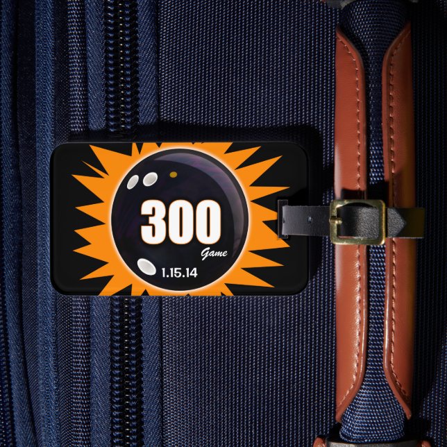 Étiquette À Bagage Bowling 300 Jeu Orange & Noir, Ball Bag, (Insitu Rectoal 4)