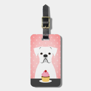 Étiquette À Bagage Boxer Chien Blanc Manger Cupcake Arrière - plan ro