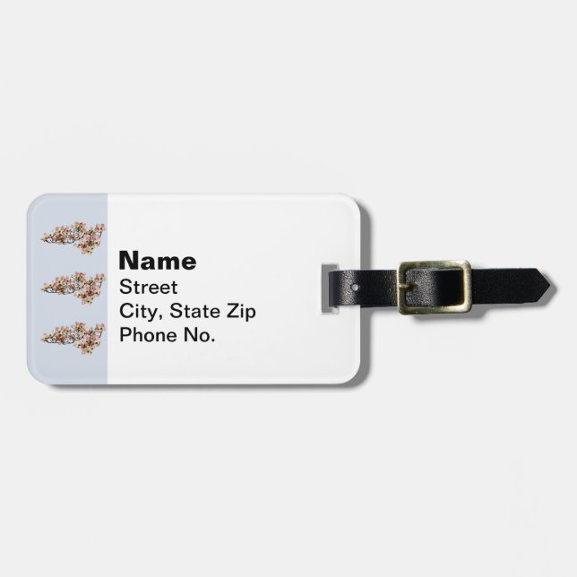 Étiquette À Bagage Branche de cornouiller rose (Devant horizontal)