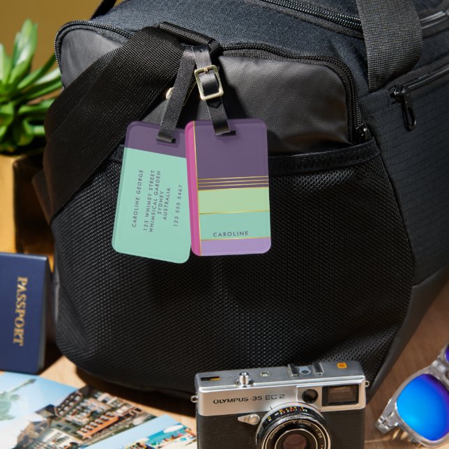 Étiquette À Bagage Branché Simple Chic élégant élégant Fille (Recto & Verso)