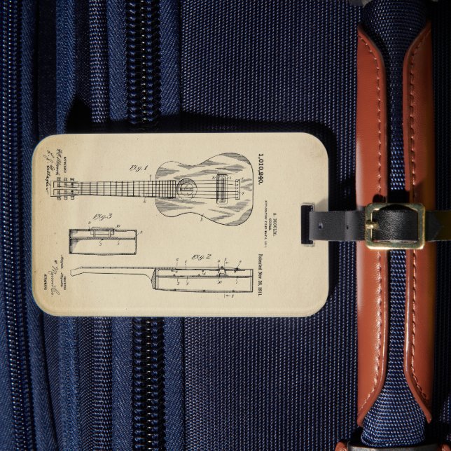 Étiquette À Bagage Brevet de guitare acoustique vintage (Insitu Rectoal 4)