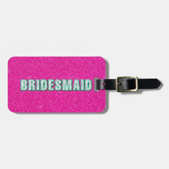 Étiquette À Bagage Bridesmaid Bling en rose (Devant horizontal)