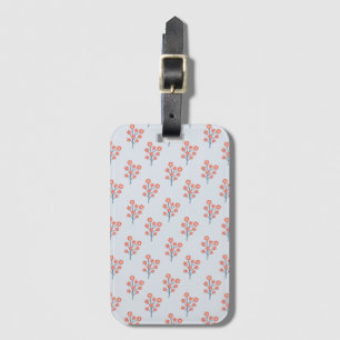 Étiquette À Bagage Brins de Fleur de Corail sur un motif bleu brumeux