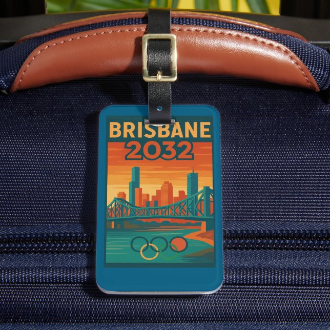 Étiquette À Bagage Brisbane 2032 Retro Futuristic Australia, Story Br (Insitu Rectoal 2)