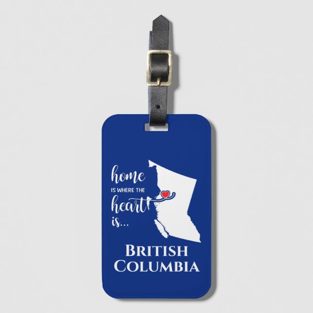 Étiquette À Bagage British Columbia Home est là où se trouve le coeur (Devant Vertical)