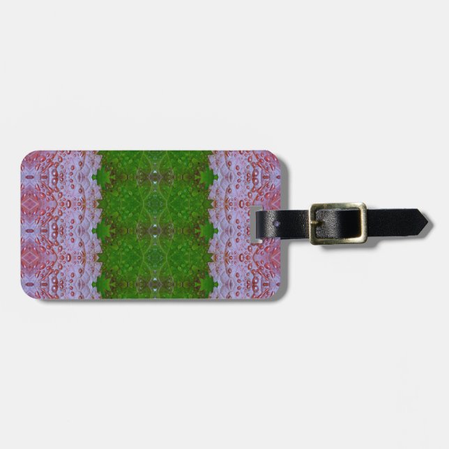 Étiquette À Bagage Bronze et Feuilles verts Ikat (Devant horizontal)
