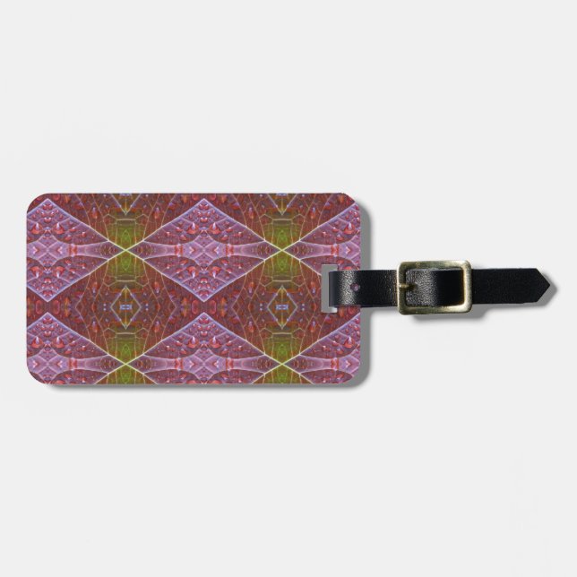 Étiquette À Bagage Bronze & Feuille verte Ikat 20 (Devant horizontal)