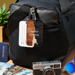 Étiquette À Bagage Brown Noir Noir Faux Cowhide