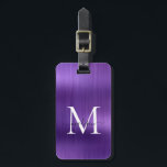 Étiquette À Bagage Brun violet foncé en métal brossé Monogramme Glam<br><div class="desc">Tag de sac mou Monogramme en métal brossé foncé moderne</div>