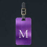 Étiquette À Bagage Brun violet foncé en métal brossé Monogramme Glam<br><div class="desc">Tag de sac mou Monogramme en métal brossé foncé moderne</div>
