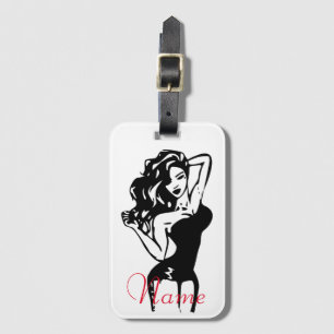 Étiquette À Bagage Brunette chaude en noir Thunder_Cove