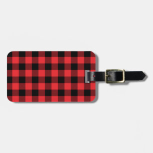 Étiquette À Bagage Buffalo Plaid Red Black Check