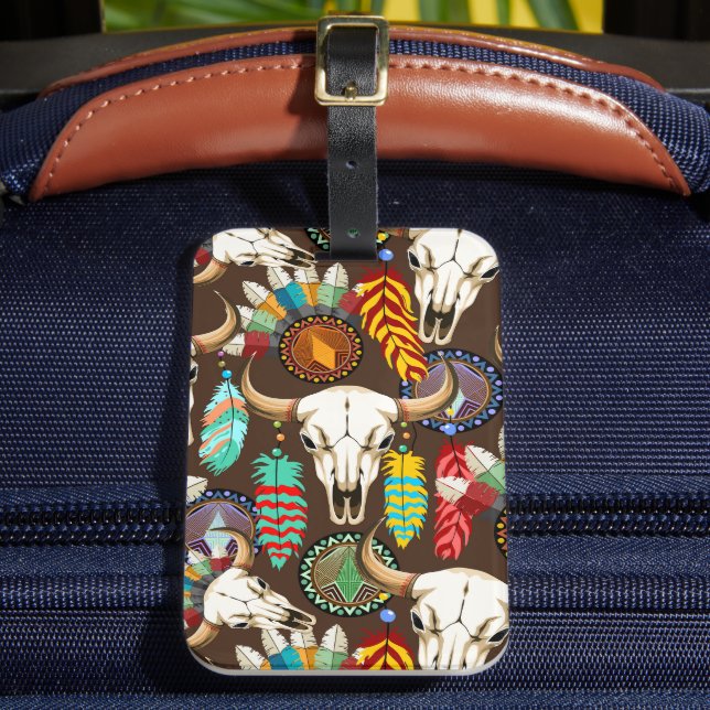 Étiquette À Bagage Buffalo Skull Native American Emblem (Insitu Rectoal 2)