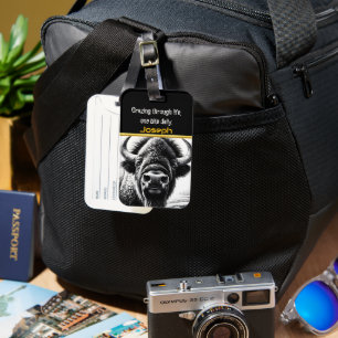 Étiquette À Bagage Buffle à couper le souffle dans une nature tranqui