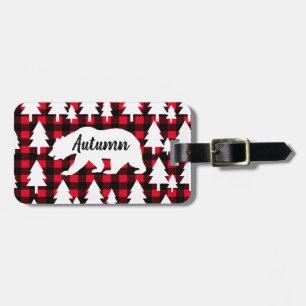 Étiquette À Bagage Buffle d'ours de forêt rustique Vérifier le nom et