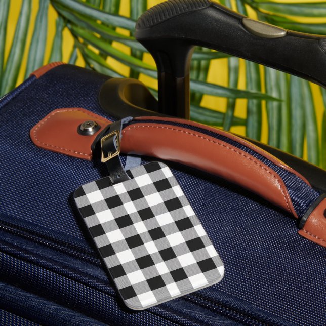 Étiquette À Bagage Buffle noir blanc En vichy vérifier Plaid Holiday  (Insitu Rectoal 1)