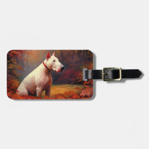 Étiquette À Bagage Bull Terrier à l'automne Leaves automne Inspire