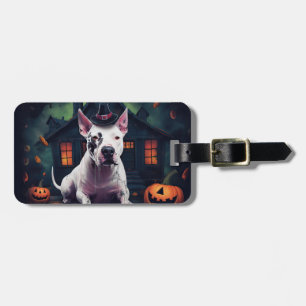 Étiquette À Bagage Bull Terrier Citrouilles Halloween Épouvantable