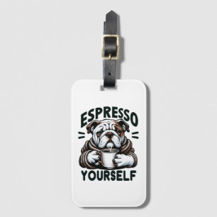 Étiquette À Bagage Bulldog Espresso Chaud - Café Confortable