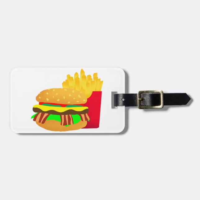 Étiquette À Bagage Burger et frites (Devant horizontal)