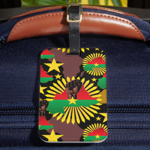 Étiquette À Bagage Burkina Faso Carte, drapeau et première révolution