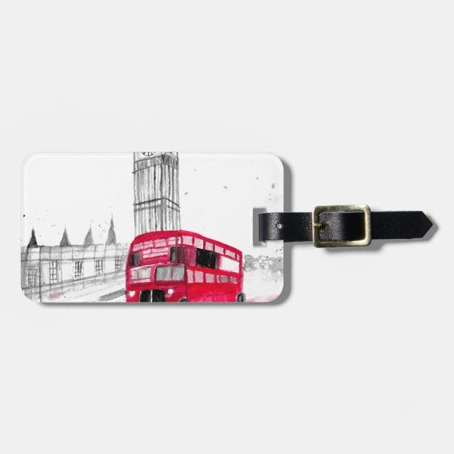 Étiquette À Bagage Bus rouge Londres (Devant horizontal)