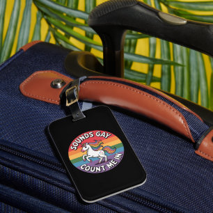 Étiquette À Bagage Ça a l'air gay, comptez-moi, licorne, drapeau arc-