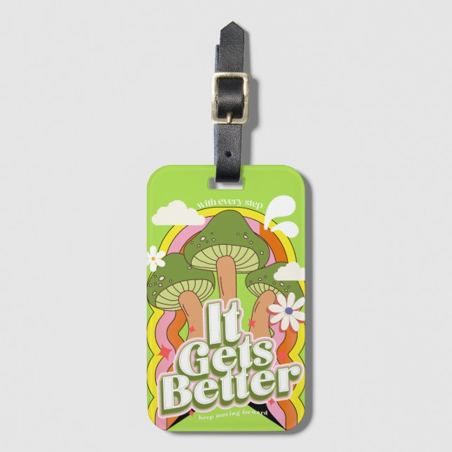 Étiquette À Bagage Ça devient mieux | Good Vibes et sensations Super  (Devant Vertical)