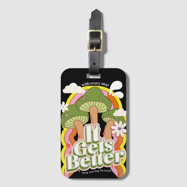 Étiquette À Bagage Ça devient mieux | Good Vibes et sensations Super  (Devant Vertical)